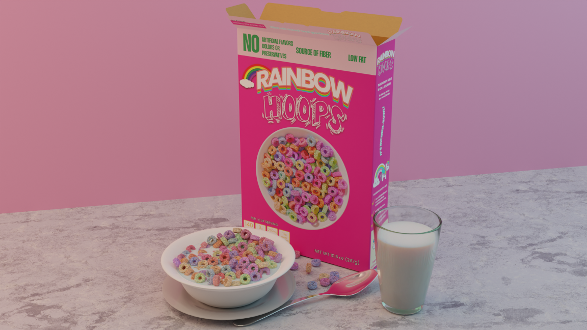 Rainbow Hoops Cereal Box