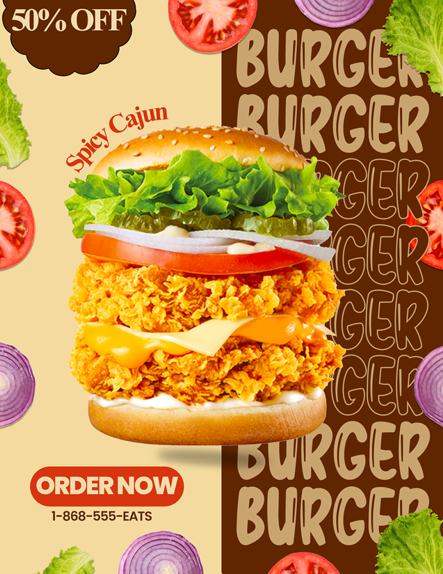 Spicy Cajun Burger Advertisement