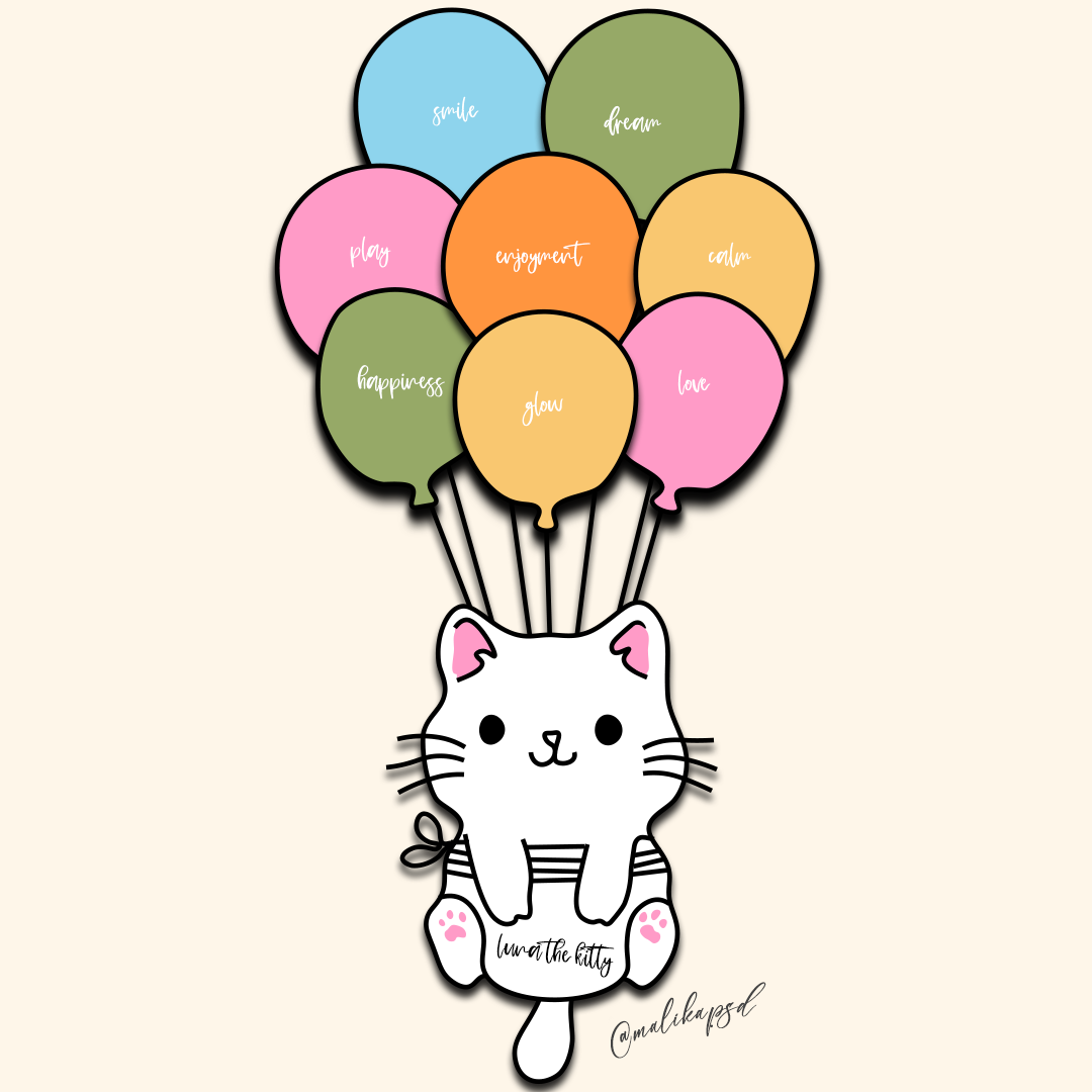 Balloon Kitty Illustration